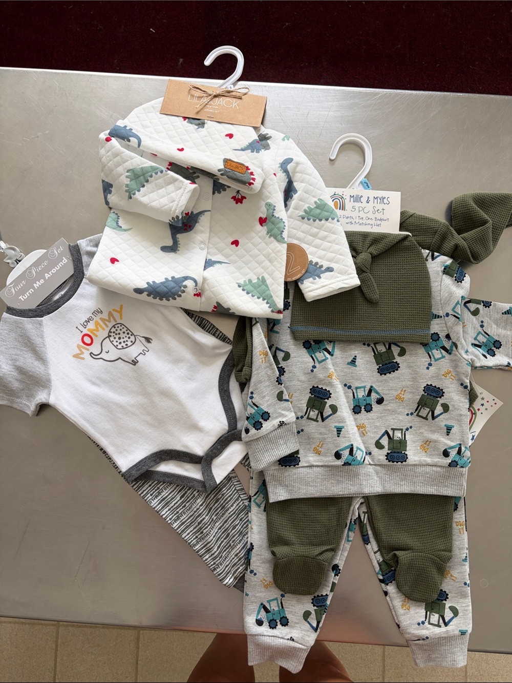 Baby 3-Piece Matching Sets with Elephant🐘, Dini🦕 & Truck 🚚🚜Prints